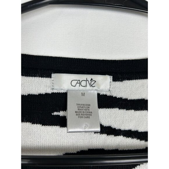 Vintage 90s Cache Sweater Zip Up Cardigan Zebra Safari Print Women's Medium - Picture 7 of 9